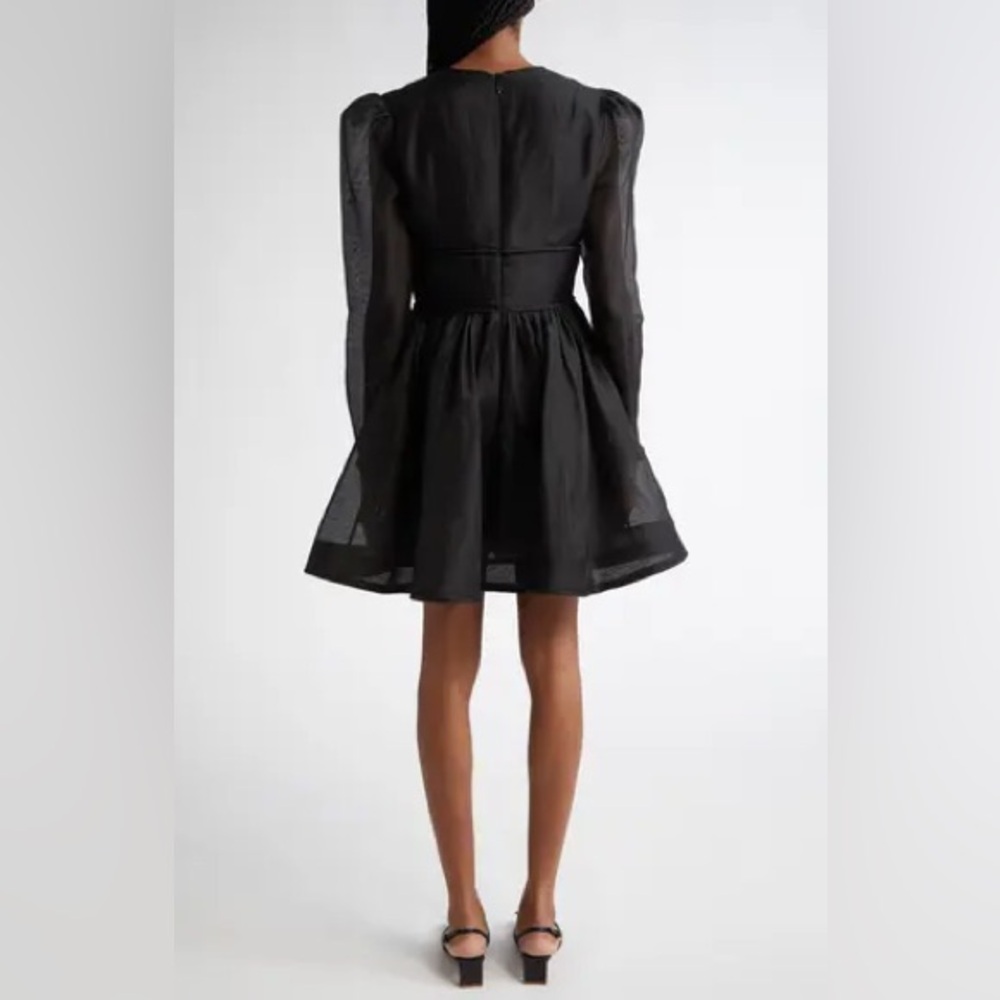NWT Zimmermann Eden Long Sleeve Structured Linen and Silk Organza Dress 1 US6 - Picture 3 of 17